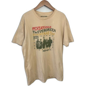 Pentatonix Beige The Evergreen Christmas Tour 2021 Graphic T-Shirt Size XL Band